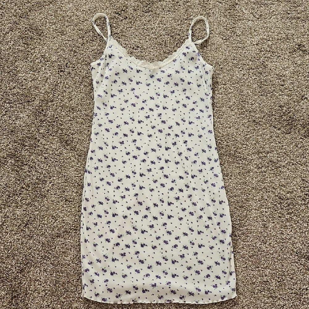 SHEIN White and Purple Floral Dress
